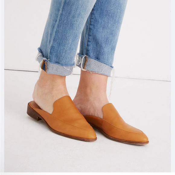 MADEWELL GEMMA Mule Slip On Loafer SZ 8 with heel Brown Cognac Leather Boho EUC - Picture 1 of 17